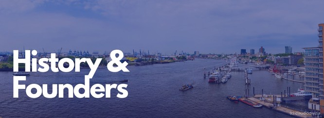header picture with an image of the harbour. Text reads: History and Founders