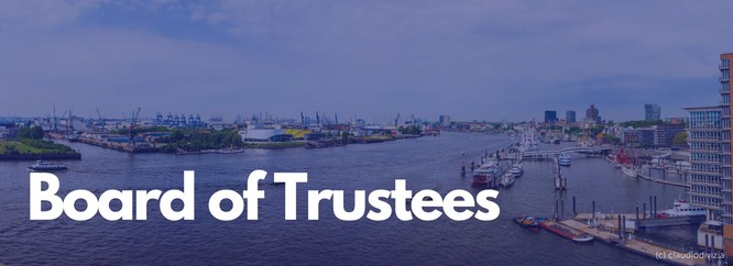 header picture with an image of the harbour. Text reads: Board of Trustees